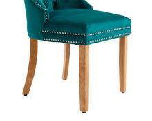 Load image into Gallery viewer, Ashford Dining Chair in Teal Velvet with Square Knocker And Oak Legs