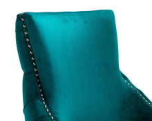 Load image into Gallery viewer, Elizabeth Dining Chair in Teal Velvet with Round Knocker and Black Legs