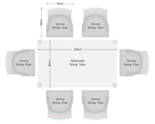 Load image into Gallery viewer, Rectangular Oak Dining Table and 6 Cream Linen Verona Dining Chairs with Chrome Knocker and Oak Legs