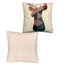 Load image into Gallery viewer, 2 x Cushion Cover 56207 45 x 45 cm Square Cotton Linen Cushion Covers Decorative Pillowcase for Sofas, Beds Invisible Zip 2 Side Print (18' x 18' in) (Reindeer)