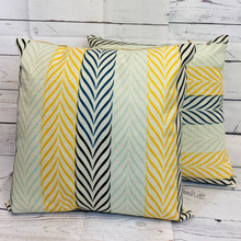 Load image into Gallery viewer, 2 x Premium Cushion Covers Linen 45 x 45 cm Square for Soft Furnishing, Sofas, Beds (Blue / Yellow)