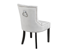 Load image into Gallery viewer, Verona Dining Chair in Light Grey Velvet with Chrome Knocker and Black Legs