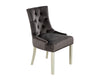Verona Dining Chair in Grey Velvet with Chrome Knocker and Grey Legs