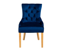 Load image into Gallery viewer, Verona Dining Chair in Royal Blue Velvet with Chrome Knocker and Oak Legs
