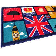 Load image into Gallery viewer, London Theme Multi Coloured Kitchen Runners Polyester Area Rug Non-Slip 137 x 49 cm