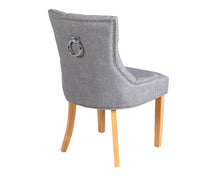 Load image into Gallery viewer, Verona Dining Chair in Grey Linen with Chrome Knocker and Oak Legs