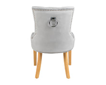 Load image into Gallery viewer, Verona Dining Chair in Light Grey Velvet with Chrome Knocker and Oak Legs