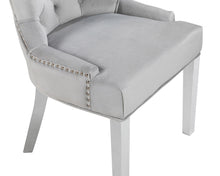 Load image into Gallery viewer, Verona Dining Chair in Light Grey Velvet with Chrome Knocker and Chrome Legs