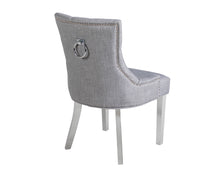 Load image into Gallery viewer, Verona Dining Chair in Grey with Chrome Knocker and Chrome Legs