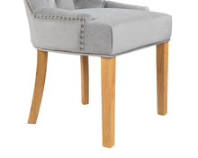 Load image into Gallery viewer, Verona Dining Chair in Light Grey Velvet with Chrome Knocker and Oak Legs