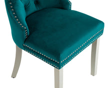 Load image into Gallery viewer, Ashford Dining Chair in Teal Velvet with Square Knocker And Grey Legs
