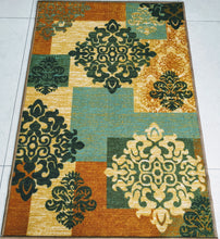 Load image into Gallery viewer, Green Decor Design with Copper Touch Area Rug / Runner - Anti-slip with latex backing
