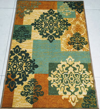 Load image into Gallery viewer, Green Decor Design with Copper Touch Area Rug / Runner - Anti-slip with latex backing