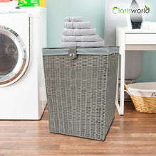 Load image into Gallery viewer, Clarisworld Resin Laundry Clothes Basket with Lid, Lock and Removable Lining, Storage Hamper Basket W45 x D32 x H59 cm