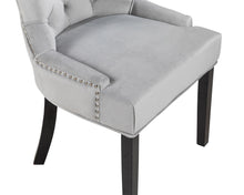 Load image into Gallery viewer, Verona Dining Chair in Light Grey Velvet with Chrome Knocker and Black Legs