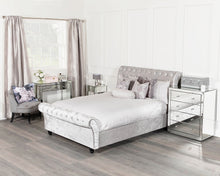 Load image into Gallery viewer, Monroe Silver Mirrored Console Table Set with 2 x 1 Drawer Bedside Tables and 4 Drawer Chest