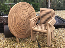 Load image into Gallery viewer, Teak Garden Furniture Folding Table With 4 Stacking chairs