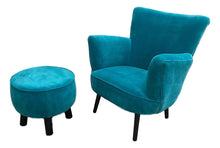 Load image into Gallery viewer, Alma Velvet Armchair and Matching Footstool