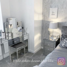 Load image into Gallery viewer, Monroe Silver Mirrored Console Table Set and Stool