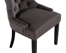 Load image into Gallery viewer, Pair of Scoop Back Verona Dining Chairs Grey Velvet with Black Legs and Chrome Knocker