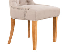 Load image into Gallery viewer, Pair of Scoop Back Verona Dining Chairs in Cream Linen with Chrome Knocker & Oak Legs