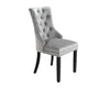 Ashford Dining Chair in Light Grey Velvet with Square Knocker And Black Legs