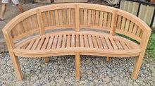 Load image into Gallery viewer, Teak Garden FURNITURE Bench CURVED 3 SEATER HANDMADE
