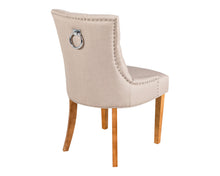 Load image into Gallery viewer, Pair of Scoop Back Verona Dining Chairs in Cream Linen with Chrome Knocker & Oak Legs