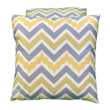 Load image into Gallery viewer, 2 x Yellow Grey White Cushion Covers Short Plush 45 x 45 cm Square Premium Soft Furnishing, Sofas, Beds, Indoor, Outdoor