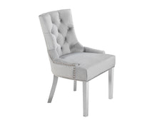 Load image into Gallery viewer, Verona Dining Chair in Light Grey Velvet with Chrome Knocker and Chrome Legs
