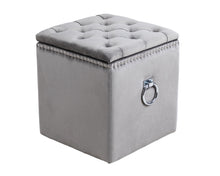 Load image into Gallery viewer, Lucca Square Ottoman in Grey Velvet
