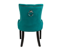 Load image into Gallery viewer, Verona Dining Chair in Teal Velvet with Chrome Knocker and Black Legs
