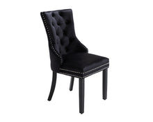 Load image into Gallery viewer, Ashford Dining Chair in Black Velvet with Square Knocker And Black Legs
