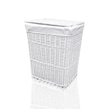 Load image into Gallery viewer, Arpan Medium White White Wicker Washing Cloth Basket With White Lining
