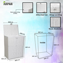 Load image into Gallery viewer, Arpan Medium Resin Laundry Clothes Basket with Lid and Lining Storage Basket with Removable Lining
