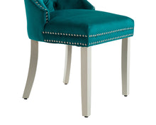 Load image into Gallery viewer, Ashford Dining Chair in Teal Velvet with Square Knocker And Grey Legs
