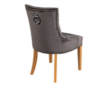 Load image into Gallery viewer, Verona Dining Chair in Grey Velvet with Chrome Knocker and Oak Legs

