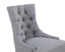 Load image into Gallery viewer, Verona Dining Chair in Grey Linen with Chrome Knocker and Black Legs
