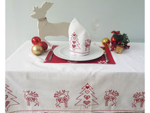 Load image into Gallery viewer, Embroidered  Reindeer Christmas Tablecloth
