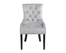 Load image into Gallery viewer, Verona Dining Chair in Light Grey Velvet with Chrome Knocker and Black Legs

