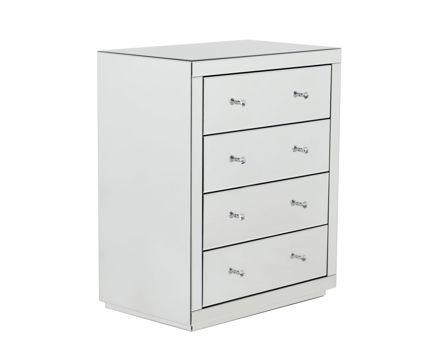 Monroe Silver Mirrored Chest with 4 Drawers