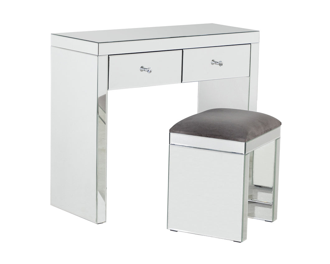 Monroe Silver Mirrored Console Table Set and Stool