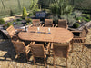 Luxury Extending Teak Table With 8 Stacking Teak Chairs