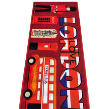 Load image into Gallery viewer, Love London Theme Red Kitchen Runners Polyester Area Rug Anti-Slip with latex backing
