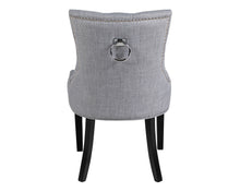 Load image into Gallery viewer, Verona Dining Chair in Grey Linen with Chrome Knocker and Black Legs
