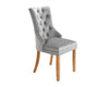 Ashford Dining Chair in Light Grey Velvet with Square Knocker And Oak Legs