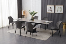 Load image into Gallery viewer, ceramic grey extending dining table with 6 velvet chairs
