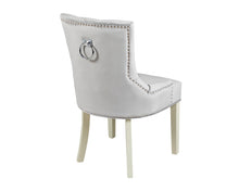 Load image into Gallery viewer, Verona Dining Chair in Light Grey Velvet with Chrome Knocker and Grey Legs
