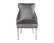 Load image into Gallery viewer, Elizabeth Dining Chair in Grey Velvet with Chrome Legs
