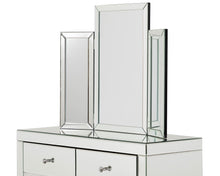 Load image into Gallery viewer, Monroe Silver Mirrored Console Table Set with Stool and Tri-fold Mirror
